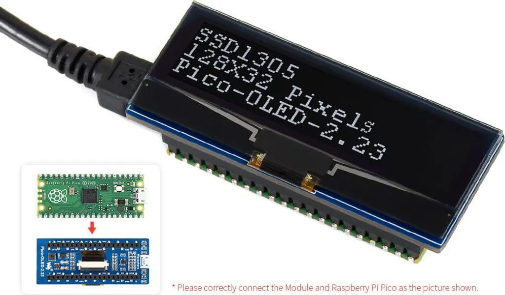 Module Écran OLED 2,23 pouces pour Raspberry Pi Pico - Résolution 128x32