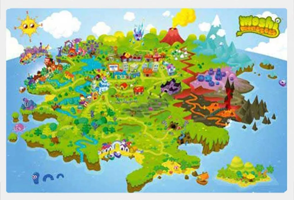 Offerta Set Poster Mappa Moshi Monsters + Cornice Shinsuke Bianco MDF
