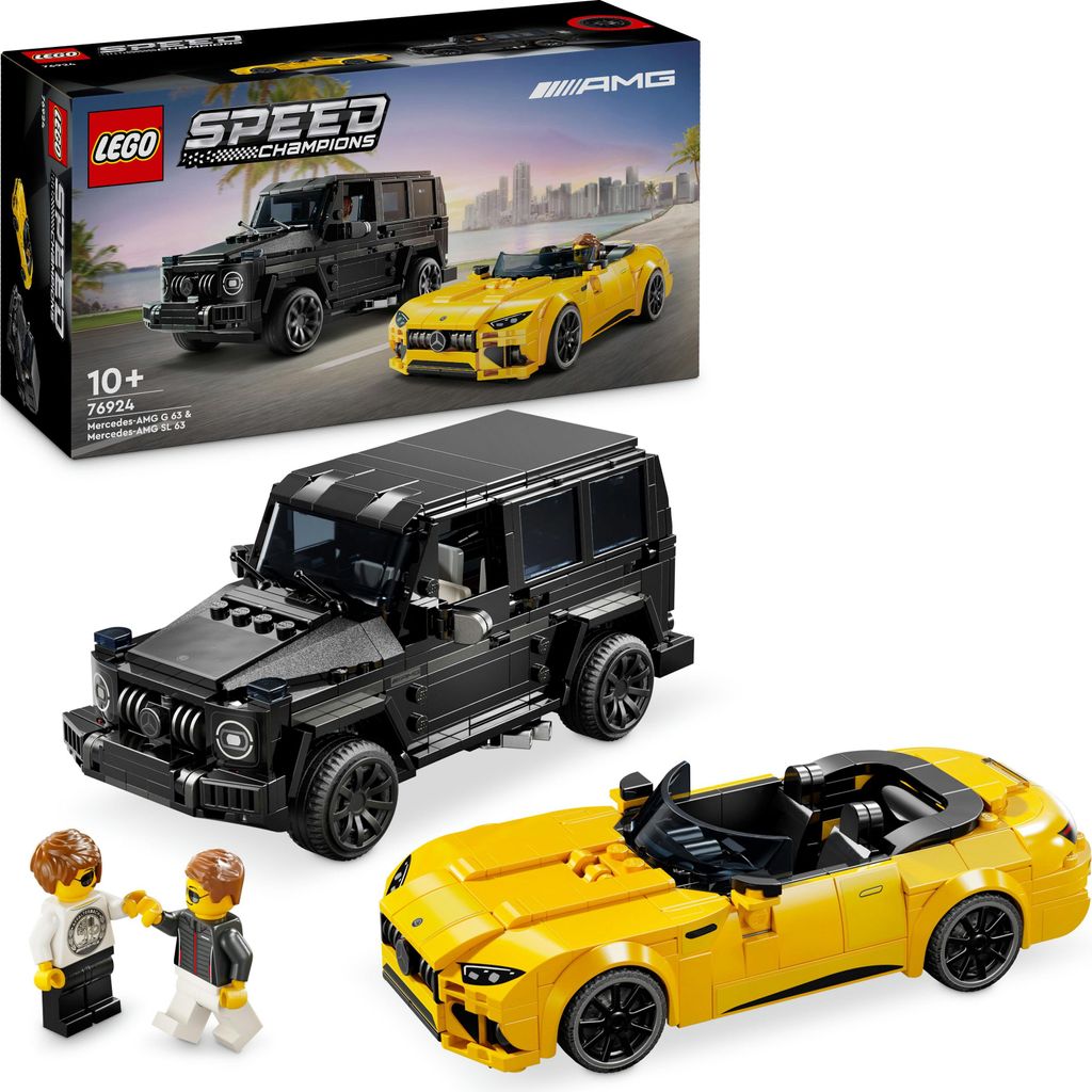 LEGO Speed Champions Mercedes-AMG G 63 & Mercedes-AMG SL 63, Bauset mit 2 Spielzeug Autos und 2 Fahrer Minifiguren, Geschenk für Jungen und Mädch...