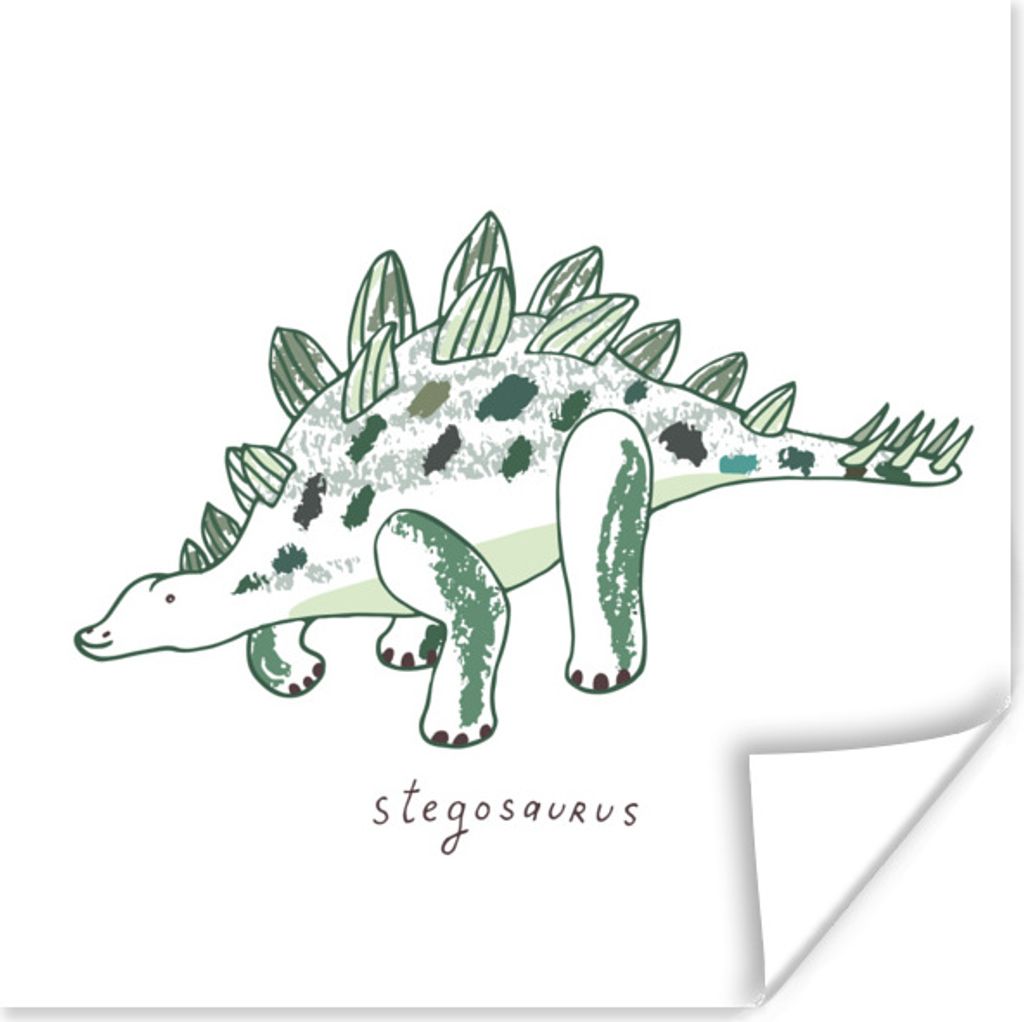 MuchoWow Poster Kinderzimmer - Stegosaurus - Dinosaurier - Junge - Mädchen - Kinder 75x75 cm - Wand Dekoration