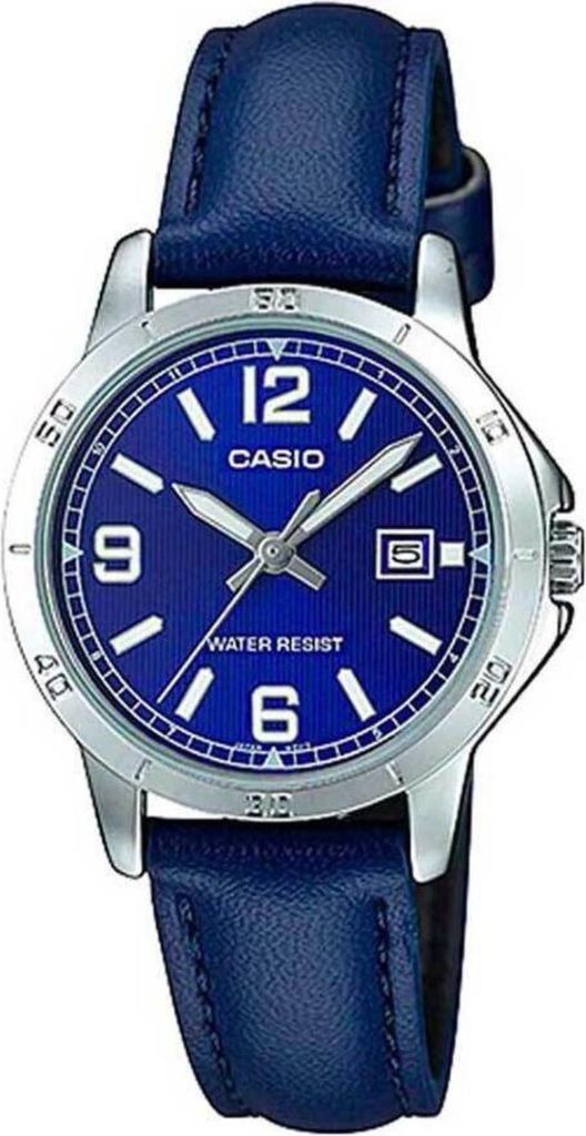 Casio LTP-V004L-2B Women's Blue Leather Band Blue Dial Date Analog Dress Watch