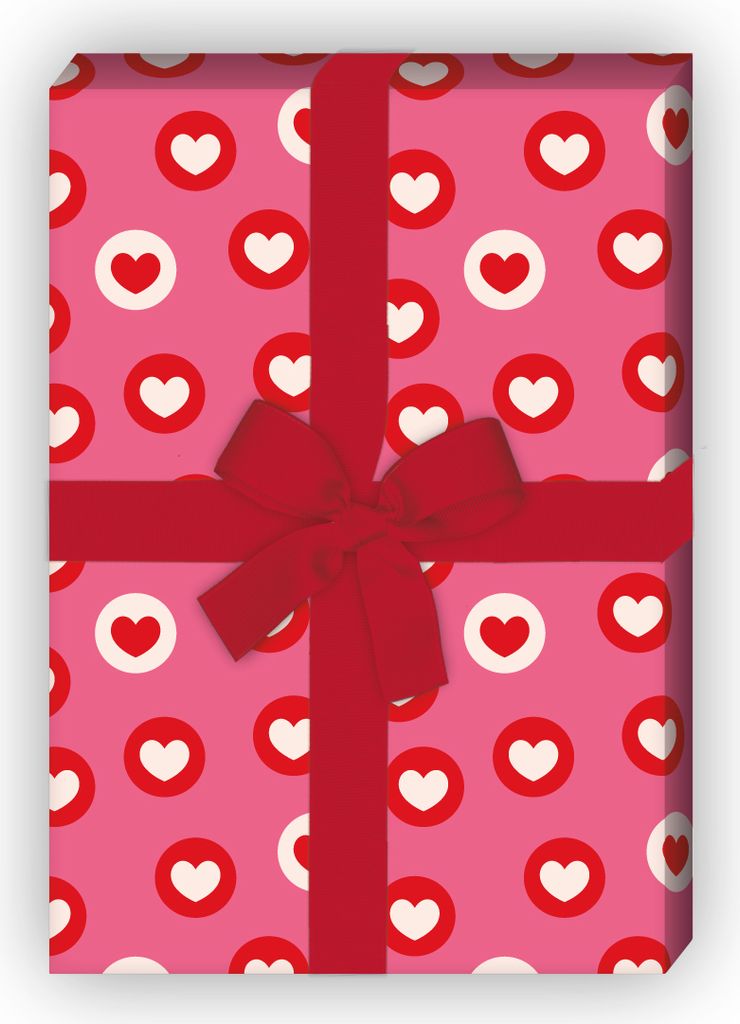 Herz Geschenkpapier mit lustigen Punkten in rosa - G6396, Produktbild 