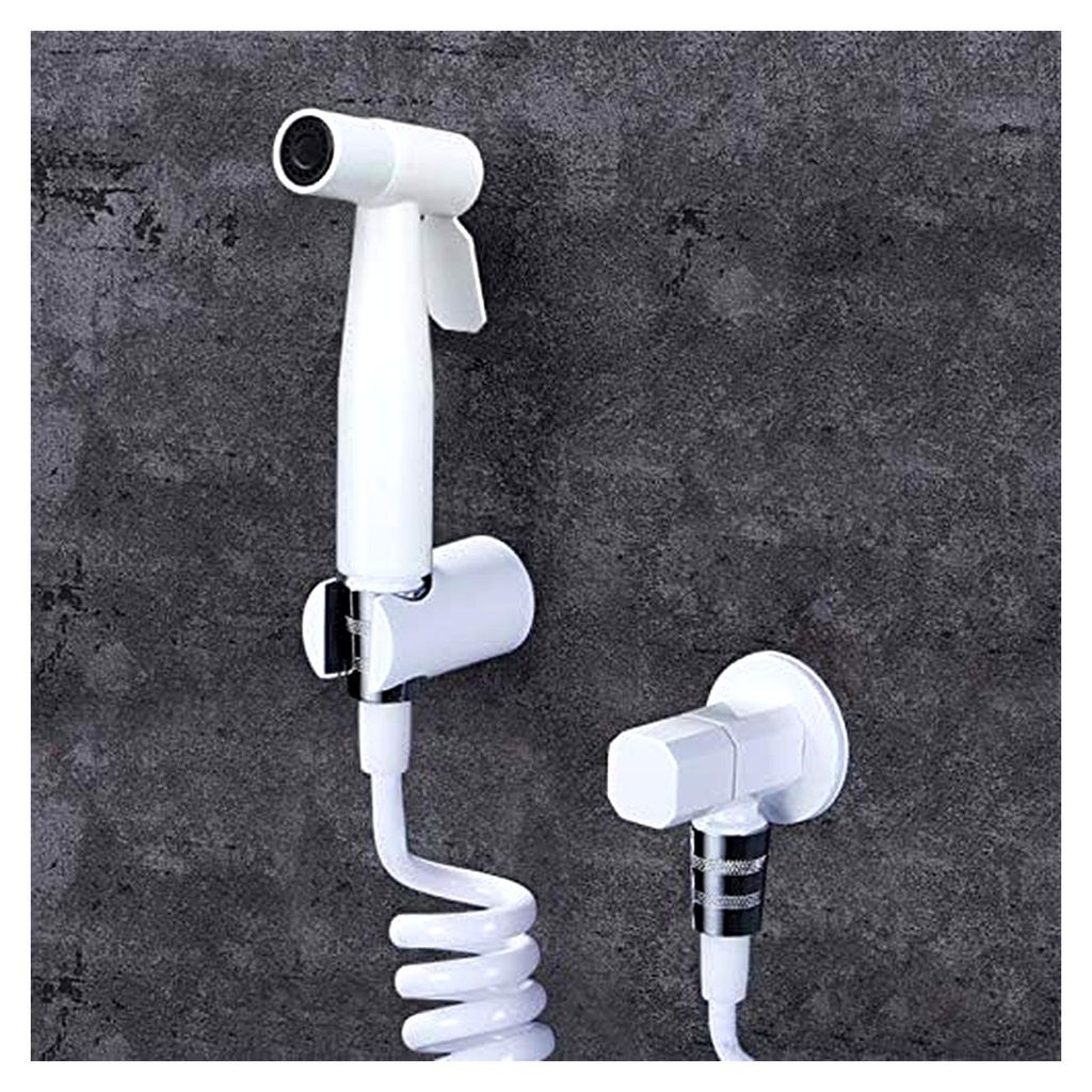 Bidet-Armaturen, weißes Messing, Einzel-Kaltwand-Toiletten-Eckventil, Handbrause, hygienischer Duschkopf, Auto-Haustier-Sprayer, Airbrush-Armaturen
