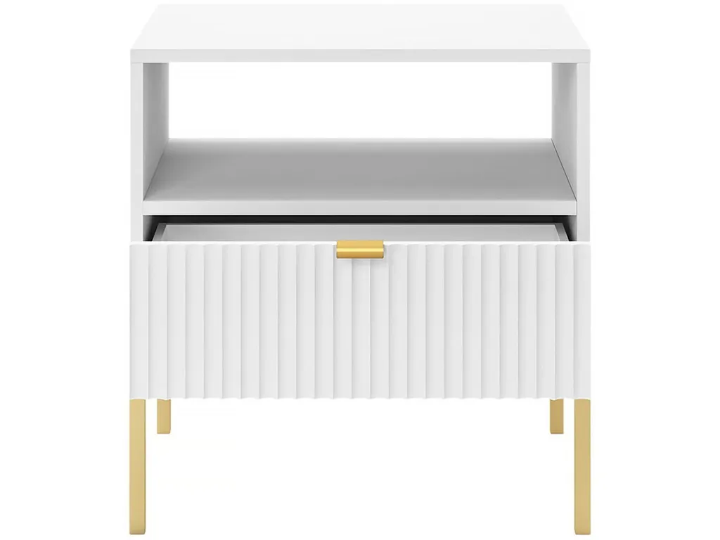 Table de chevet Tunis bois blanc - Finition mate et structure robuste