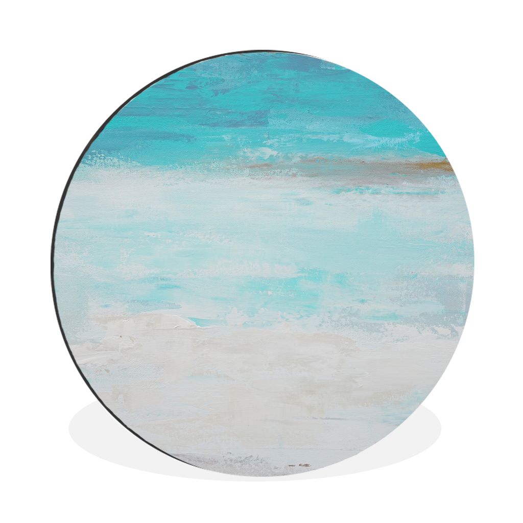 MuchoWow Aluminium Wandkreis Farbe - Blau - Weiß - Kunst Ø 90 cm Wanddeko Modern Wohnzimmer - Mauerkreis - Wandbilder - Runde Bild - Bild aus A...