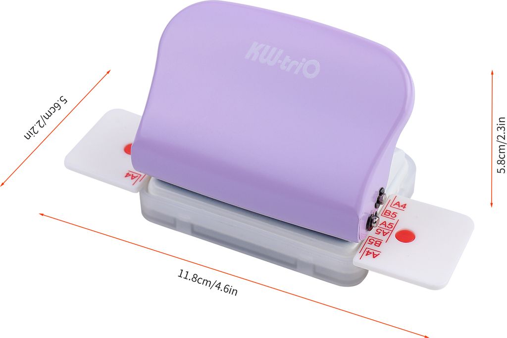 KW-trio 6-Loch Papierlocher Handheld Metall Locher 5 Blatt Kapazität 6mm für A4 A5 B5 Notebook Scrapbook Diary Planner