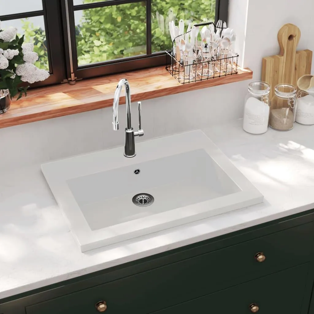 Lavello Bagno Granito Bianco vidaXL 60x45 | Robusto e Facile da Pulire