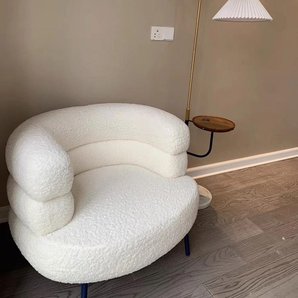 Sessel Schminkstuhl Wohnzimmersessel Rückenlehnenstuhl Sofa-Sessel Armlehnsessel Stuhl Beige 76x60x71cm【0003】