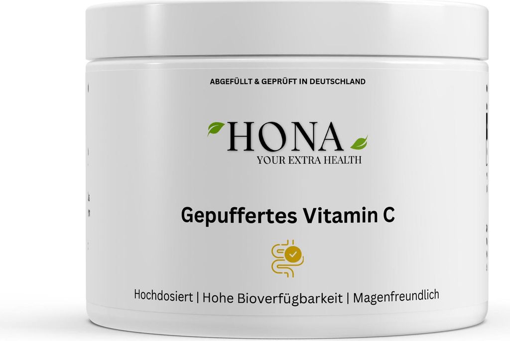 HONA Gepuffertes Vitamin C 500mg - 360 Kapseln, Hochdosiert, Magenfreundlich
