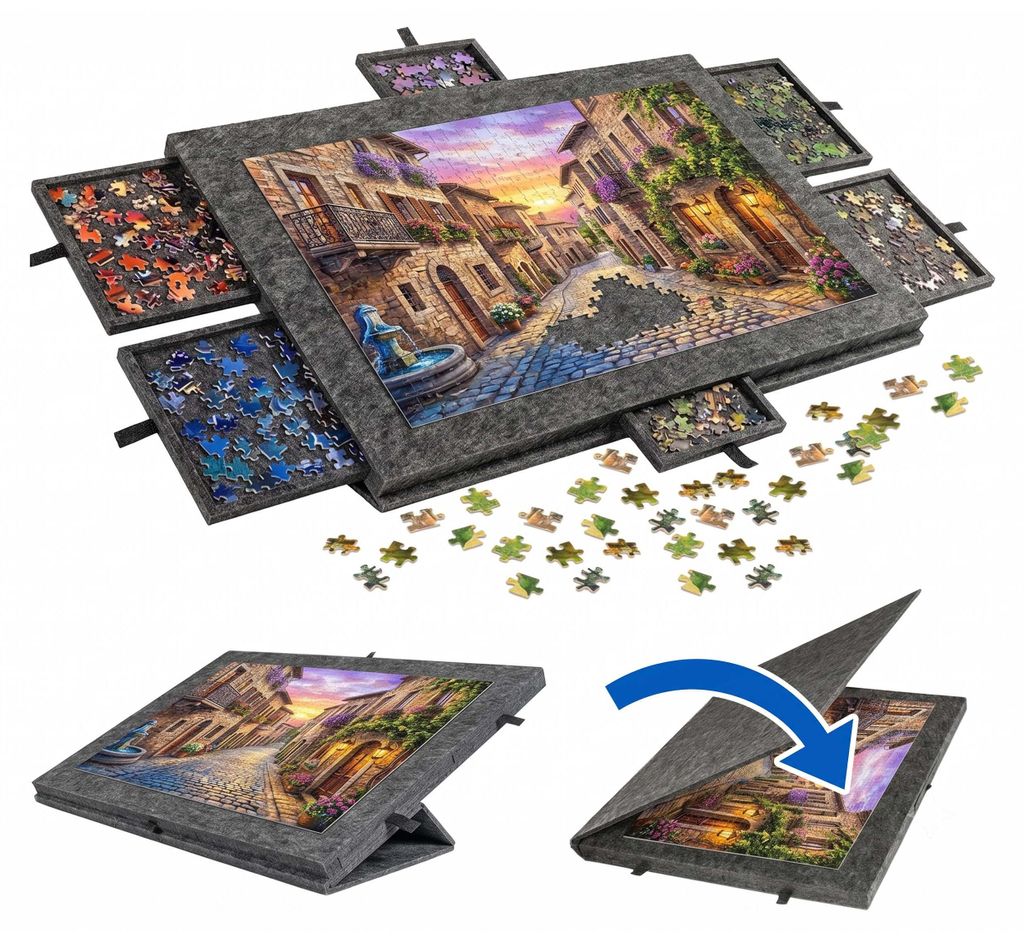 Tavolo per puzzle Relaxdays, per 1000 pezzi, con 6 Immagine del prodotto 