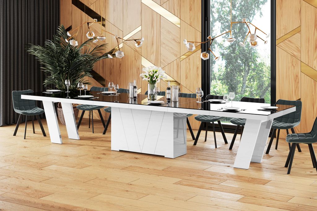 Design Esstisch Tisch HEG-111 Hochglanz XXL ausziehbar 160 bis 412 cm