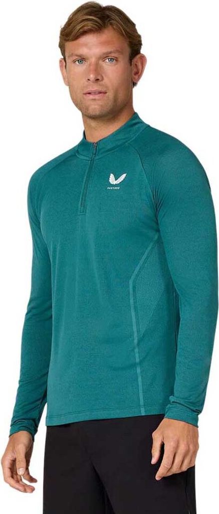 Castore Apex Engineered Knit Halbreißverschluss-langarm-t-shirt Grün L Mann Grün L