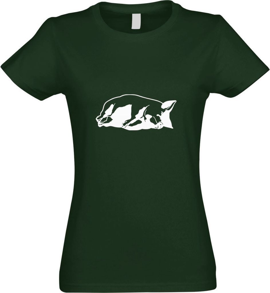Kiwistar - T-Shirt tailliert - Damen - flaschengrün - Schwein Motiv 1 - Sau - Baby - mit Motiv Bedruckt - Funshirt Design - Sport - Freizeit - Dam...