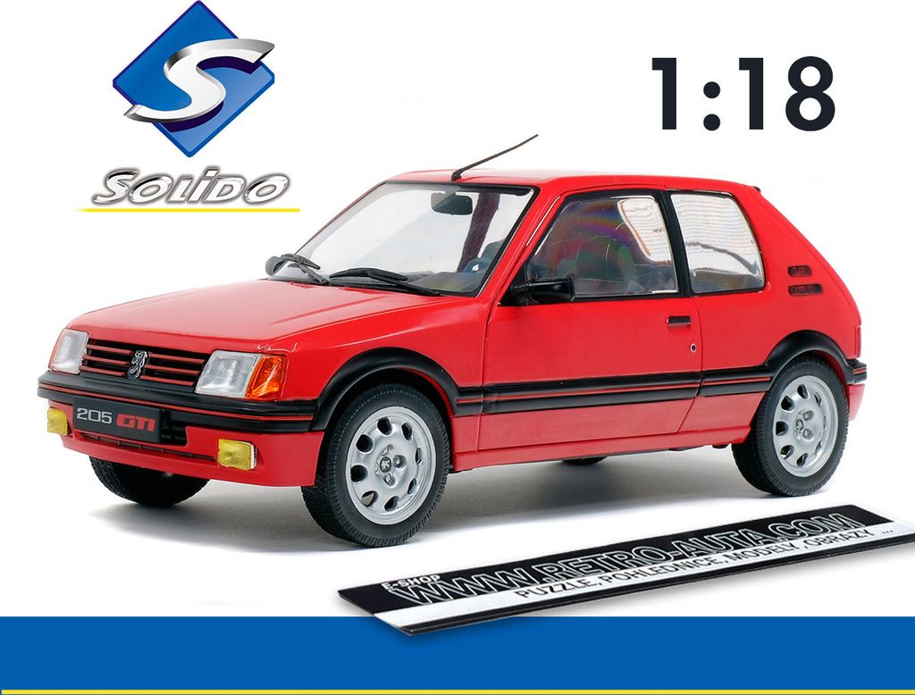Solido Peugeot 205 GTI, Oldtimer-Modell, Vormontiert, 1:18, Produktbild 