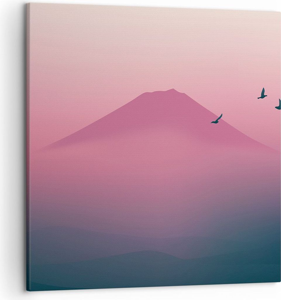 Bild auf Leinwand - Leinwandbild - Vulkan Vogel Natur - 50x50cm - Wand Bild - Wanddeko - Wandbilder - Leinwanddruck - Bilder - Kunstdruck - Wanddek...