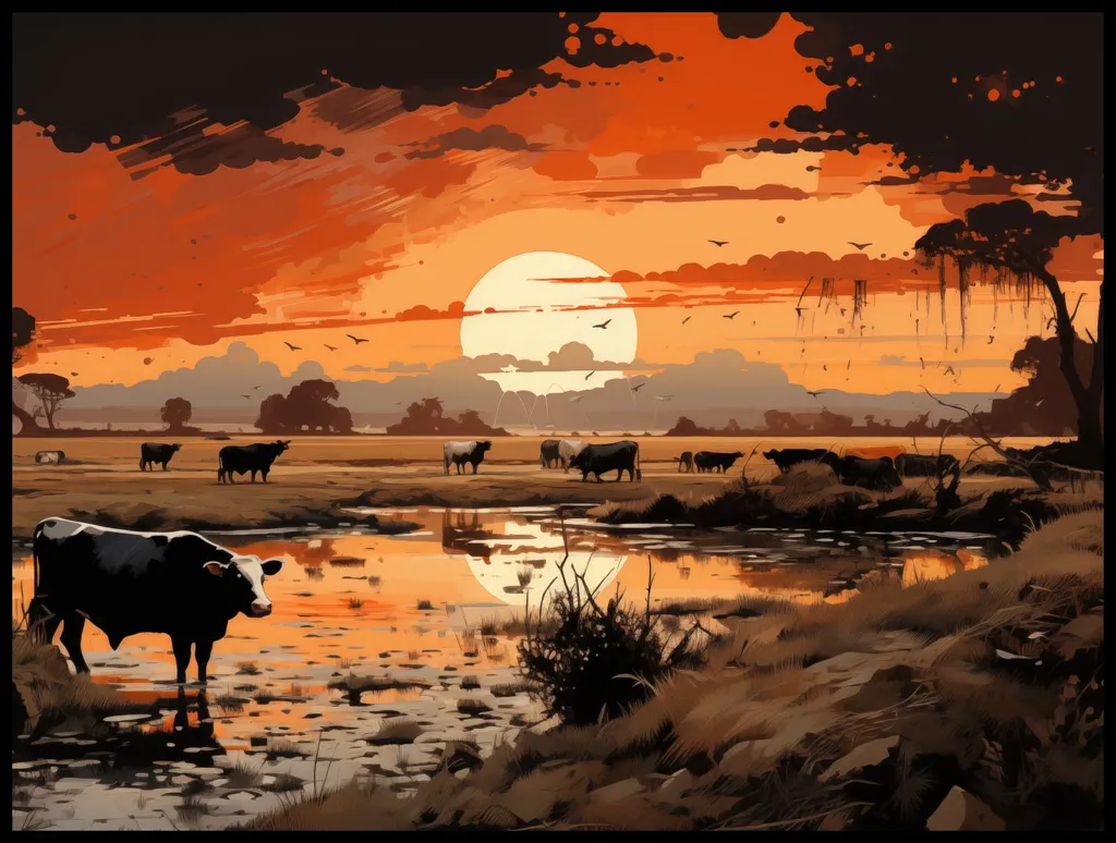 Grande Affiche Pastorale du Soir 100x75 cm Impression Haute Qualité