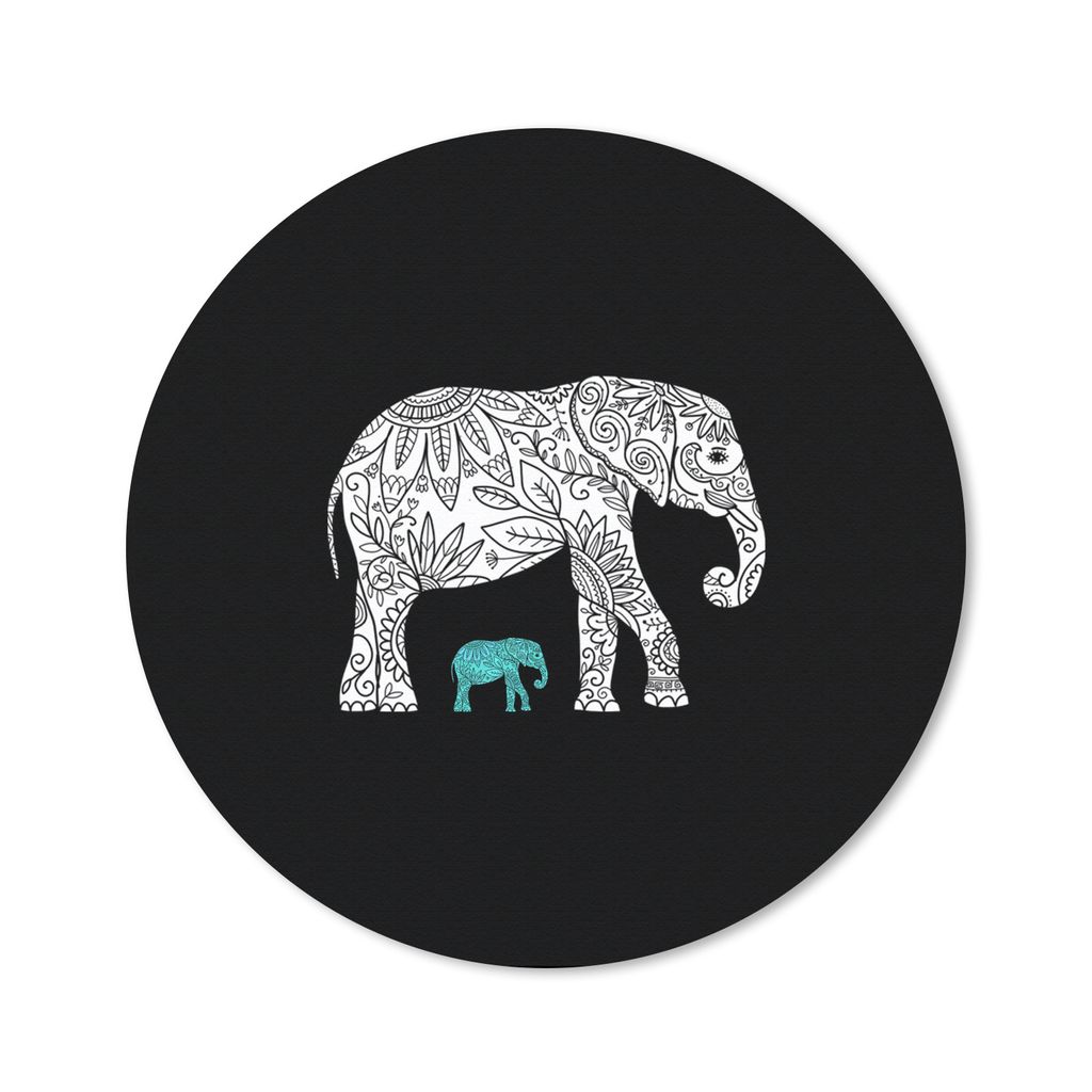 MuchoWow Mauspad Mousepad Elefant - Muster - Blau - Weiß 40x40 cm - Mousepads - Maus Mat - Pad - Mausunterlage - Schreibtisch Accessoires