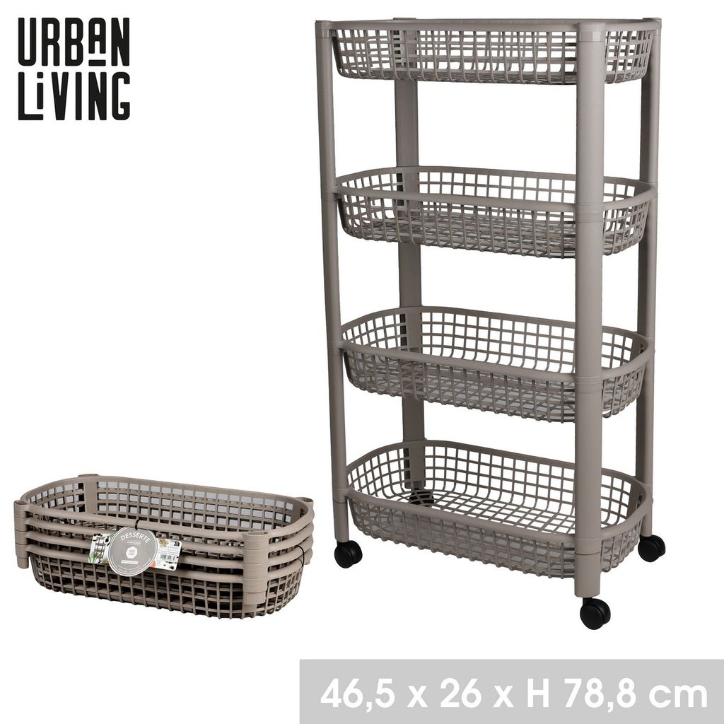 Urban Living 4-Etagen Transportwagen Allzweckwagen 51067 Dünenbeige