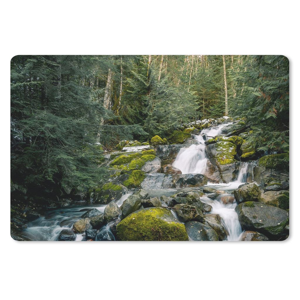 MuchoWow Mauspad Mousepad Natur - Wasserfall - Bäume - Herbst 27x18 cm - Mousepads - Maus Mat - Pad - Mausunterlage - Büroartikel - Desk Matten