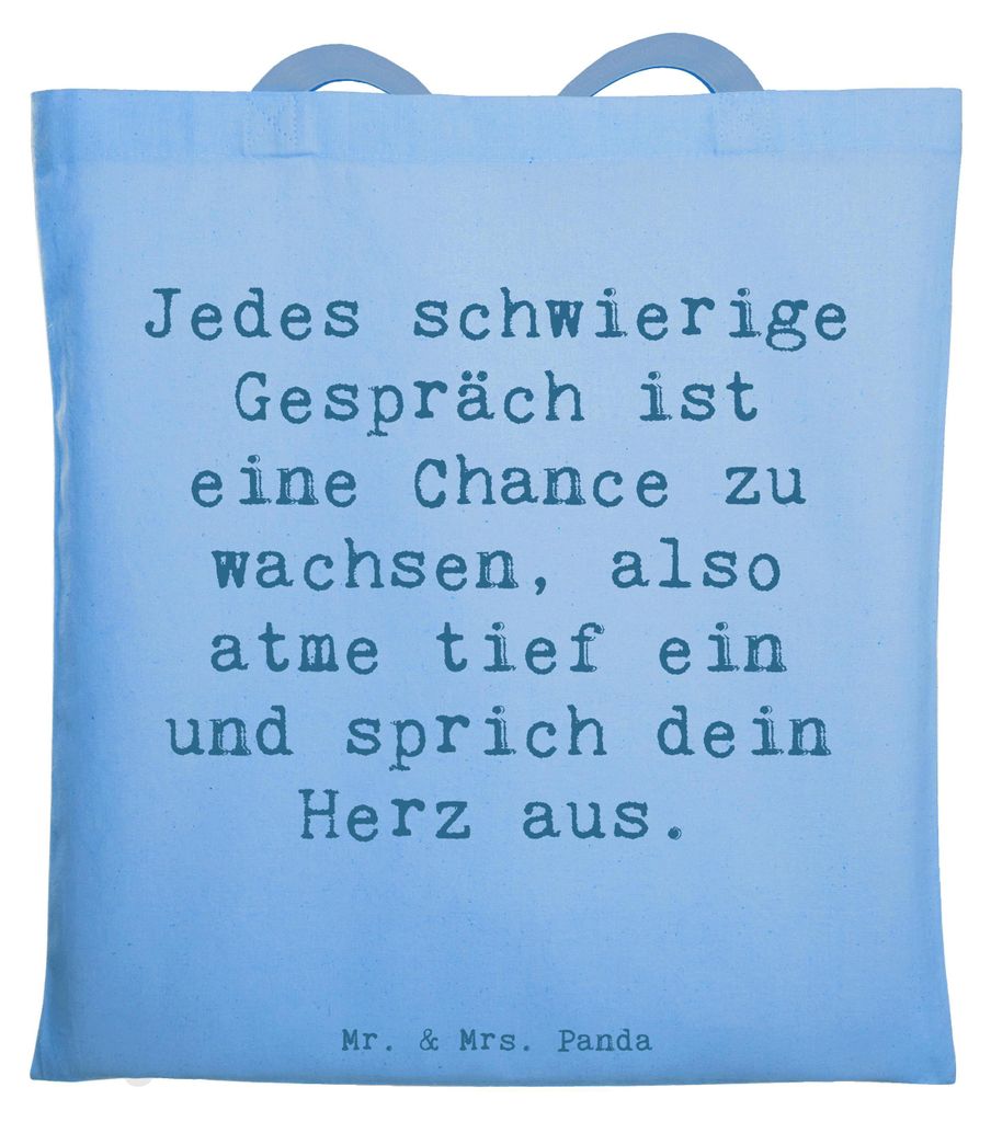 Mr. & Mrs. Panda Schultasche Spruch Ein schwieriges Gespräch führen - Sky Blue - Geschenk, handgefertigte Produkte, Motivation, Vertrauem, heraus...