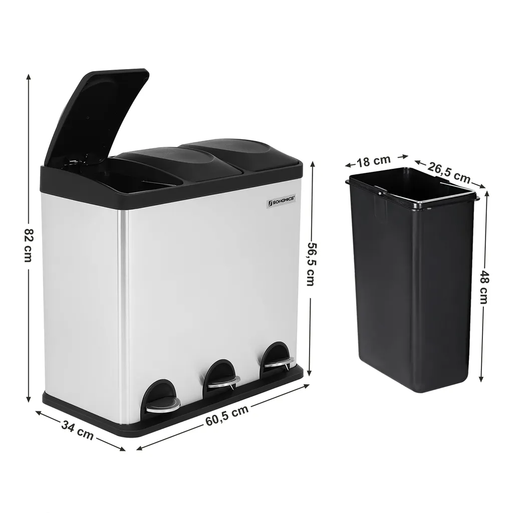 Poubelle Cuisine pour Tri Sélectif 54L Idéale pour Famille Nombreuse - 7