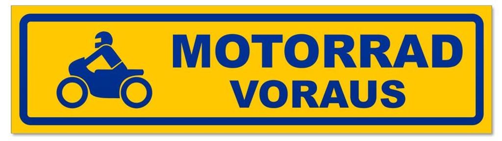 Kiwistar - Autoaufkleber - Blau - 60 x 16 cm - Motorrad voraus Motiv 2 invertiert - Hinweis Aufkleber Sticker für Auto, Kfz, Fahrrad, PKW, LKW