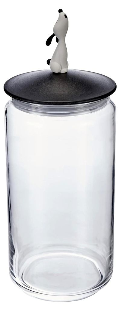 LulàJar AMMI21 B - Design Behälter für Hundefutter mit Dekorierter Deckel, Glas mit Deckel aus Thermoplastischem Harz, Schwarz,27cm
