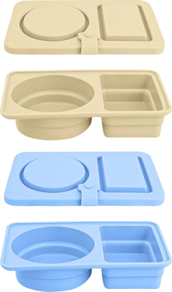2/4-teilige Dressingbehälter mit Doppelfach und Deckel, faltbare Saucenbox aus Silikon, wiederverwendbare Snackbehälter, stapelbare Gewürzbox f...