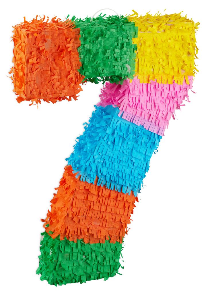 Relaxdays Piñata d'anniversaire, chiffre 7, à suspendre, Image du produit 