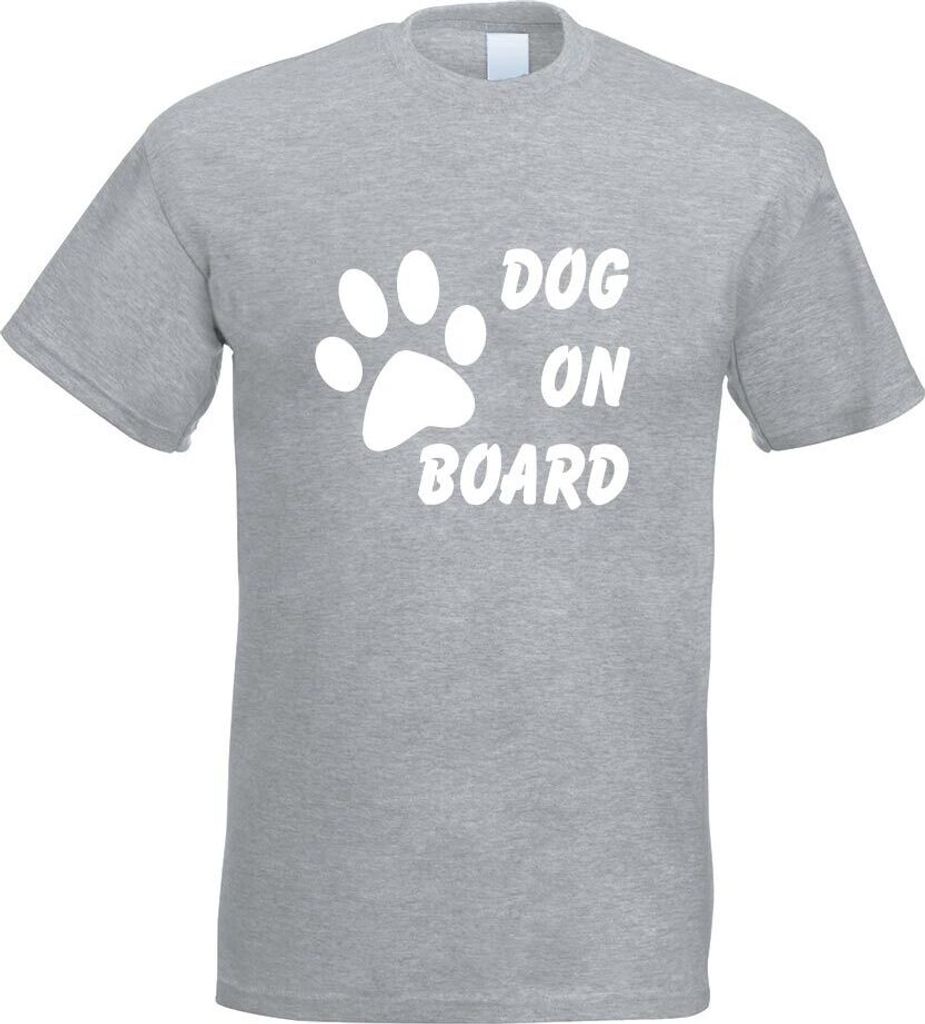 Kiwistar - T-Shirt - Graumeliert - Dog on Board Motiv Bedruckt Funshirt Design Print - mit Motiv Bedruckt - Funshirt Design - Sport - Freizeit - He...
