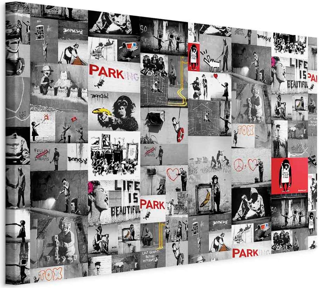 Italienischer Leinwand Leinwandbild - Street Art: Banksy 30x20 cm Streetart i-C-0091-b-d