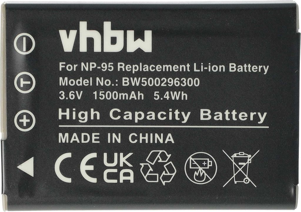 vhbw Akku Ersatz für Fujifilm NP-95 für Kamera (1500 mAh, 3,6 V, Li-Ion)
