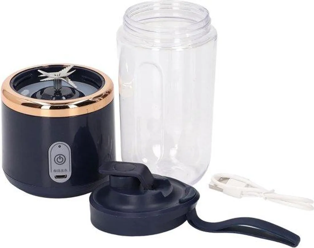 Mixeur smoothies 300 ml bleu compact puissant avec système 6 lames