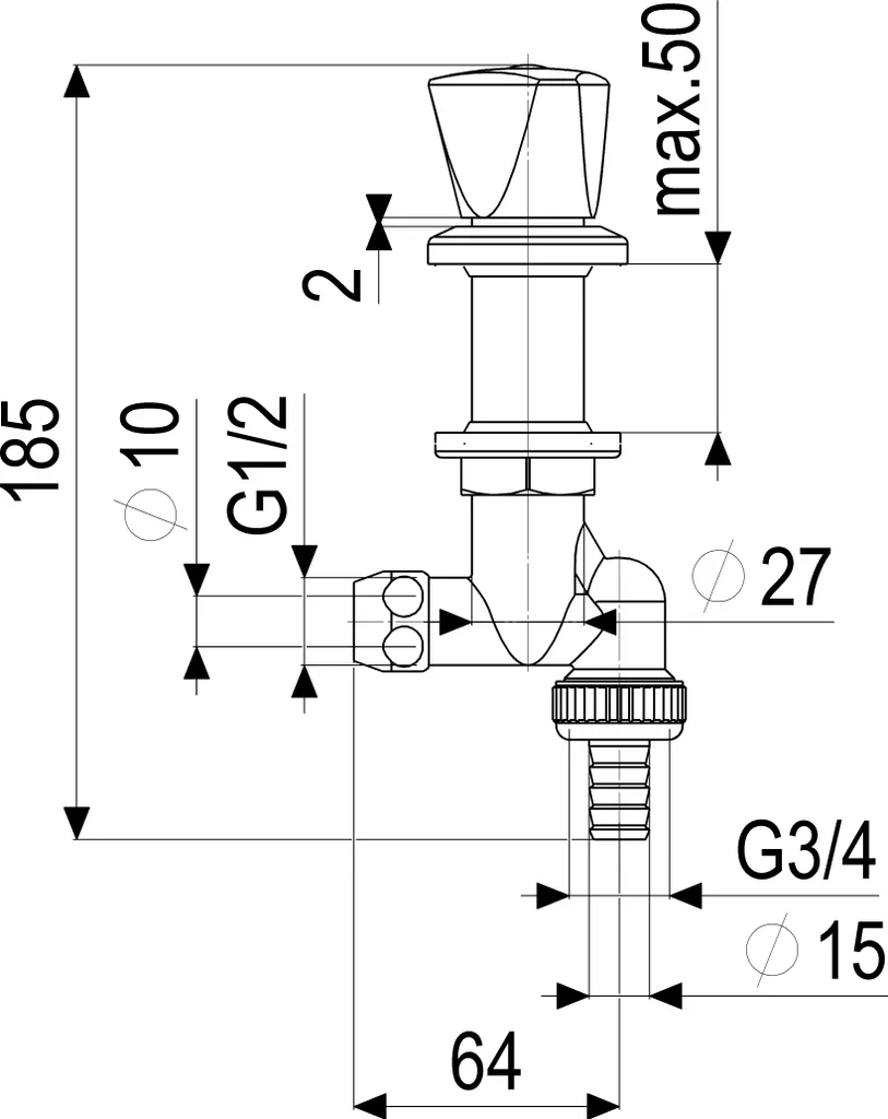 Rubinetto Sottolavabo Lavatrice 1/2 x 3/4 JS Cromato - Alta Qualità