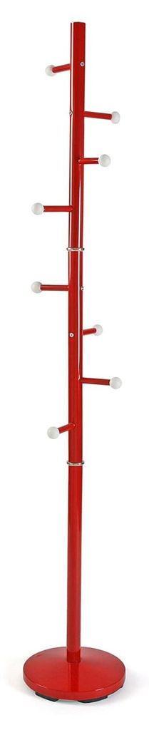 Garderobenständer mit 9 Haken, Metall, Rot, 173 cm
