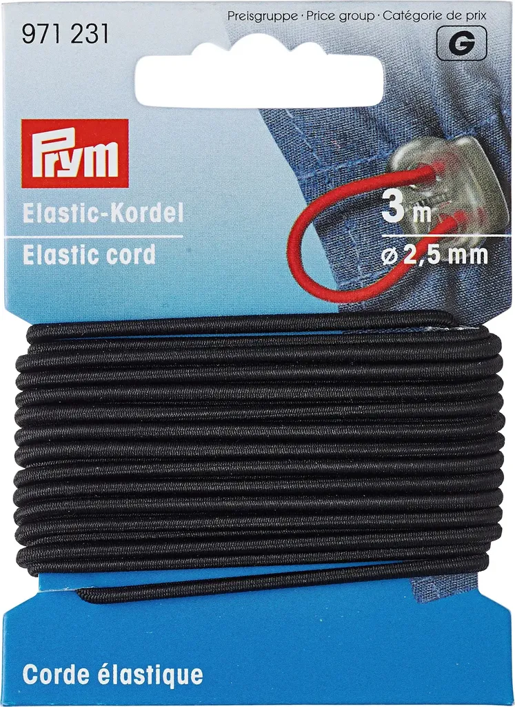 Cordon élastique 2,5 mm noir 3 m pour remplacer les élastiques usés