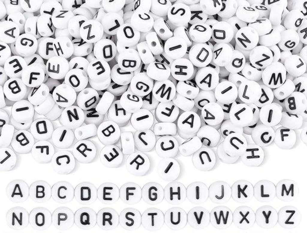 Lot de 500 Perles Lettres en Acrylique de 7mm pour Bracelets DIY Design