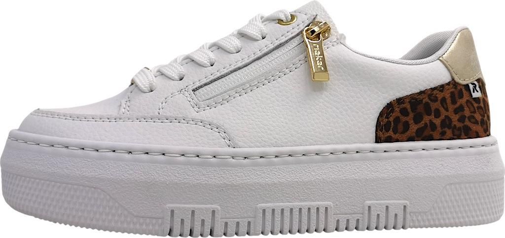Rieker Damen Sneaker Plateau Court Leder Slipper mit Produktbild 