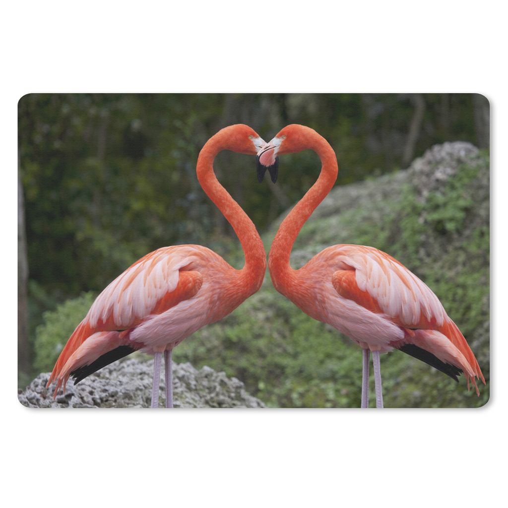 MuchoWow Mauspad Mousepad Zwei Flamingos bilden mit ihren Hälsen ein Herz 27x18 cm - Mousepads - Maus Mat - Pad - Mausunterlage - Büroartikel -...