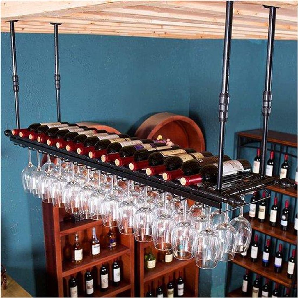 Wine rack aus Metall, 5 Fächer, schwarz