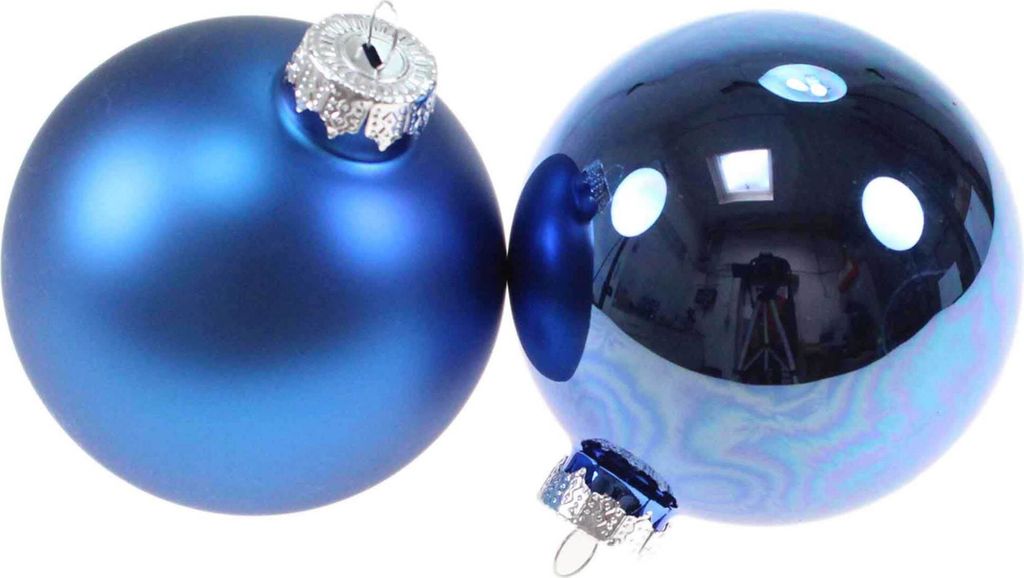 9 Christbaumkugeln 10cm Glas Weihnachtskugel Kugel Baumschmuck 100mm Weihnachten, Farbe:basic blue gl/ma