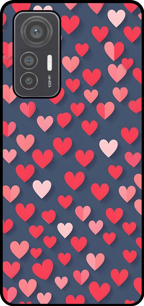 Smartphonica Telefon Fall fit für Xiaomi 12 Lite mit rosa und roten Herzen Impressum - TPU Backcover Fall mit rosa und roten Herz-Design