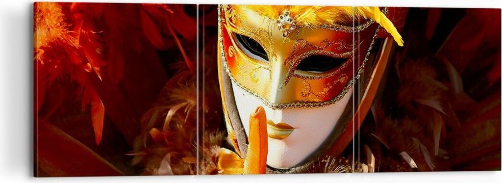 Bild auf Leinwand - Leinwandbild - Venezianische Maske bunt Karneval - 120x40cm - Wand Bild - Wanddeko - Leinwanddruck - Bilder - Kunstdruck - Lein...