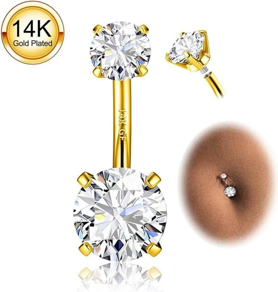 Piercing Ombelico 14G Argento 925 Ipoallergenico Titanio Zirconia