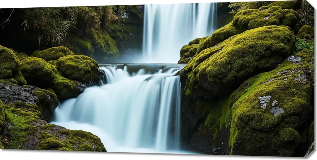 Quadro Tela Zen Cascata 100x50cm | Benessere per la Camera da Letto - 1