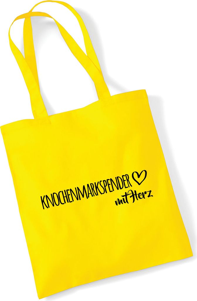 Huuraa Jutebeutel Knochenmarkspender mit Herz 10 Liter Yellow Baumwolle Tasche Geschenkidee