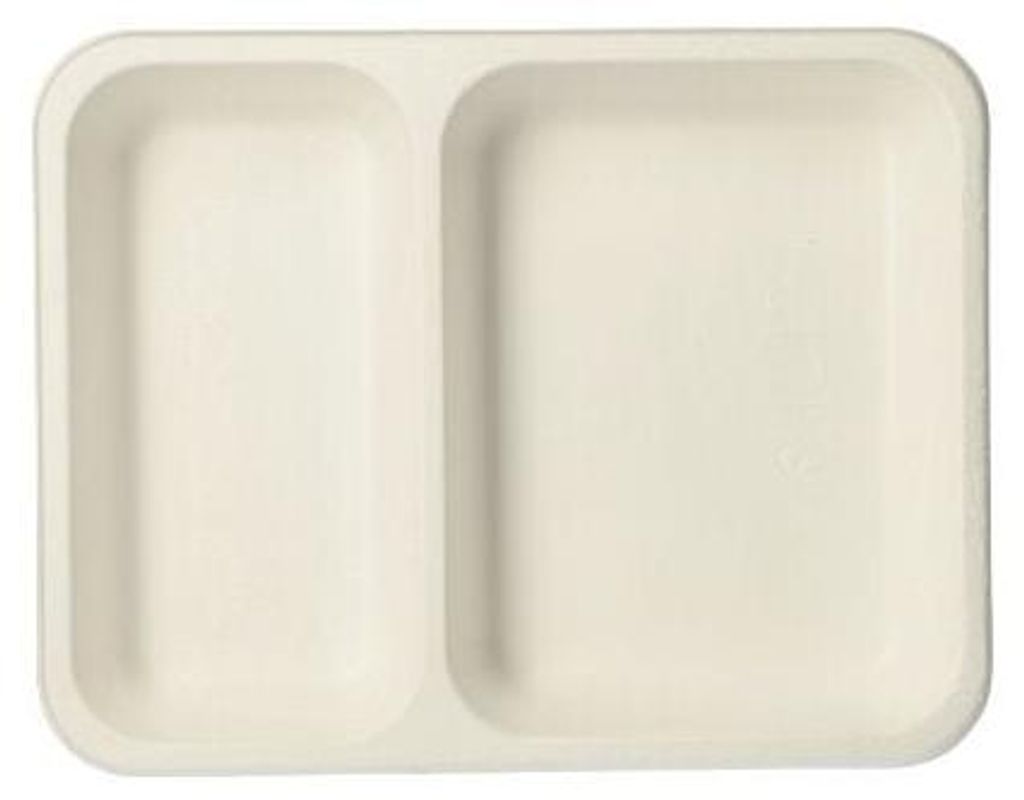 PAPSTAR Siegelschalen Zuckerrohr, 2-geteilt, weiß, 850 ml | Folie (125 Stück)