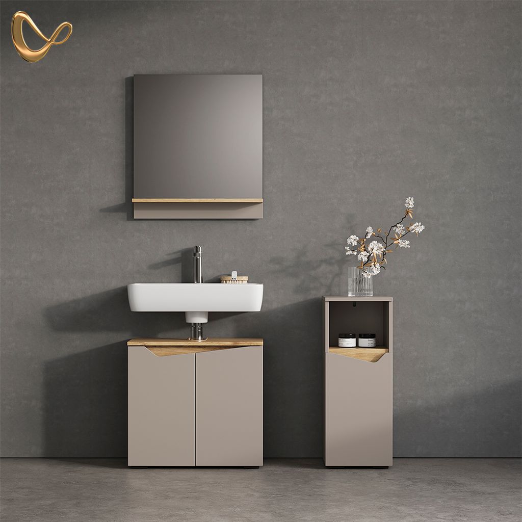 Midischrank Livinity Timavo Greige 30 x 74.5 cm mit Tür und Produktbild 