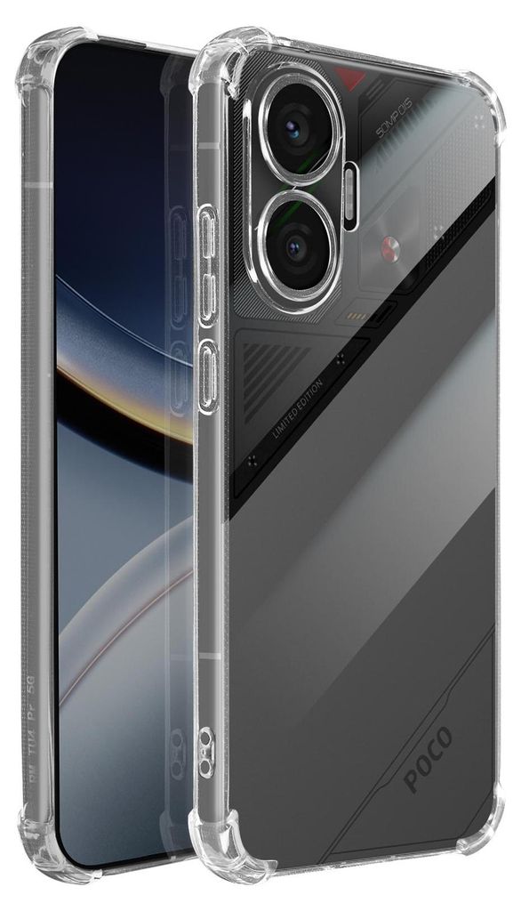 Avizar, Silikon Hülle für Xiaomi Poco F7 mit verstärkten Bumper Ecken, Transparent