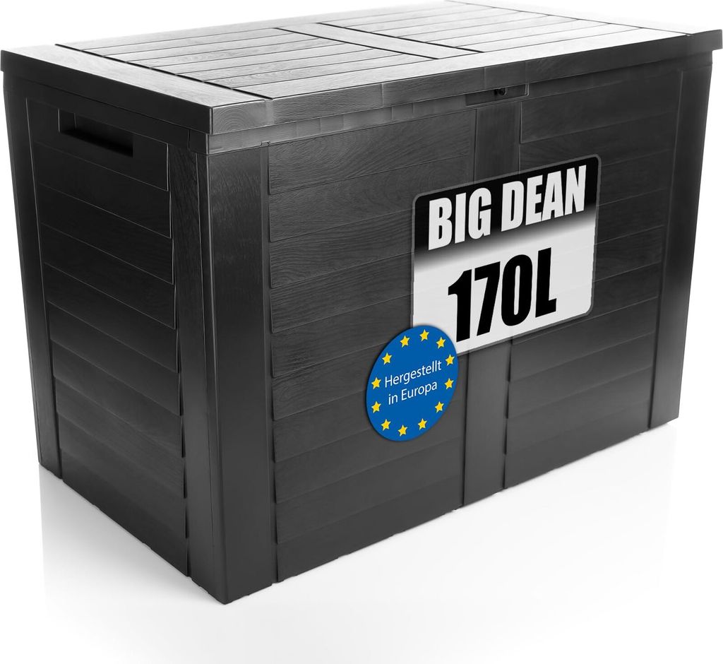 BigDean Aufbewahrungsbox Garten 170L mit Stecksystem aus Kunststoff – Auflagenbox wasserdicht für outdoor geeignet – Kissenbox im kompakten De...